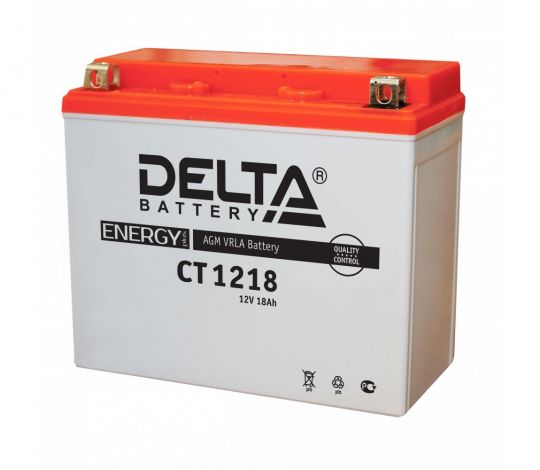 Мото аккумулятор АКБ Delta (Дельта) CT 1218 18Ач п.п. YTX20-BS, YTX20H, YB16-B-CX