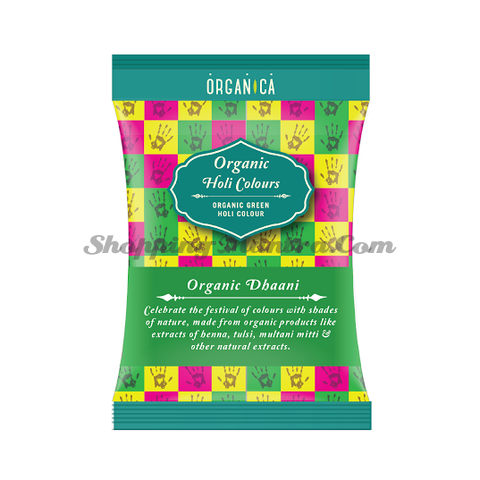 Натуральная краска Холи зеленая Органикa (Organica Dhani Green Herbal Holi Color)