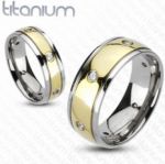 Позолоченное титановое кольцо с искусственными бриллиантами Spikes
