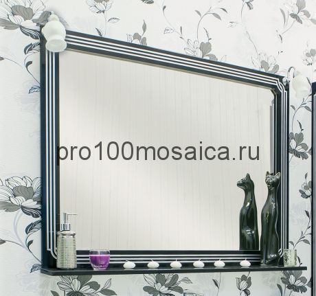 Зеркало для ванной Коллекция Каир 100 см , черное (SANFLOR)