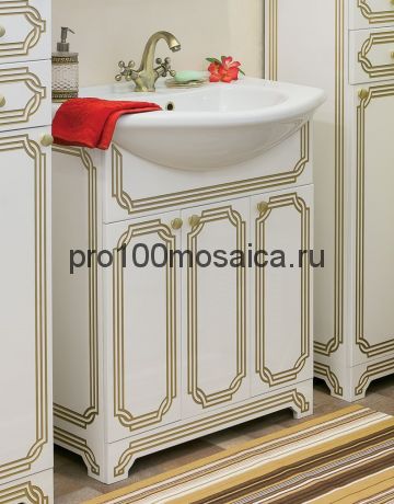 Тумба с раковиной для ванной Коллекция Каир 75 см , белая (SANFLOR)