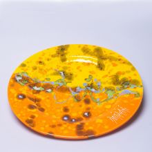 Блюдо тарелка Domiziani Модерн керамика ручной работы жёлто-оранжевое - d 32 см (Италия)