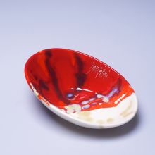 Салатники в наборе Domiziani керамика ручной работы красно-белые - 25x17, 30x20, 36x23 см (Италия)