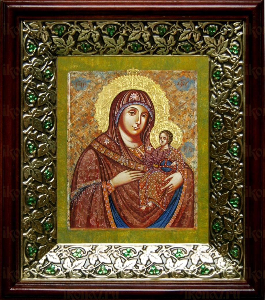 Вифлеемская икона Божьей Матери (21х24), киот со стразами