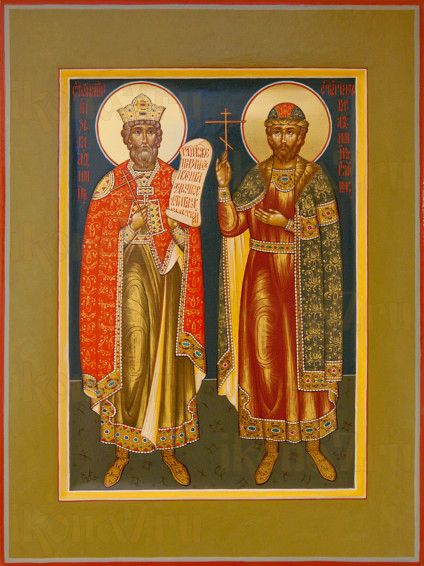 Икона Владимир Ржевский и князь Владимир (рукописная)