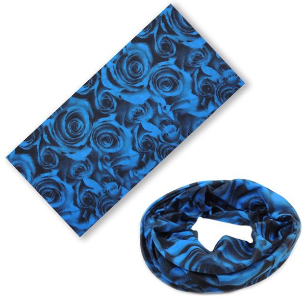 Многофункциональная бандана с розами (синяя)
