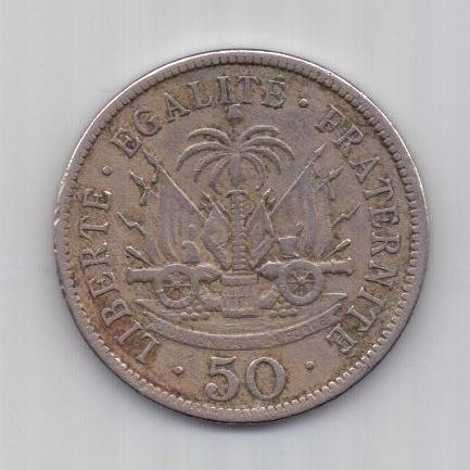 50 сантимов 1908 г. XF. Гаити