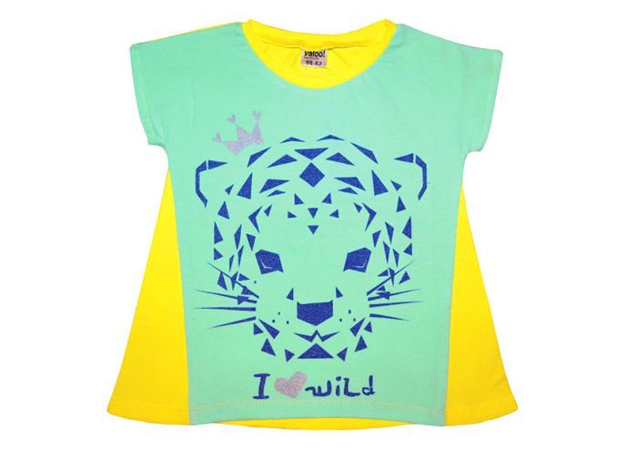 Желто-бирюзовая футболка Тигр