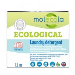 Стиральный порошок для белого белья с растительными энзимами Molecola Laundry Detergent for Whites - 1,2 кг (Россия)