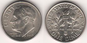 10¢ центов США (1 Дайм) 2013 из роллов