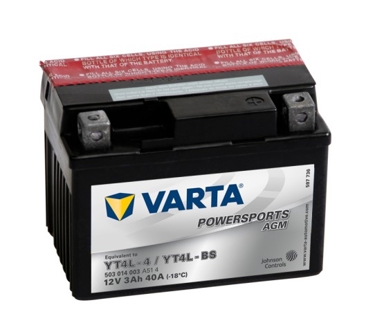 Мото аккумулятор АКБ VARTA (ВАРТА) AGM 503 014 003 A514 YT4L-4 / YT4L-BS 3Ач о.п.