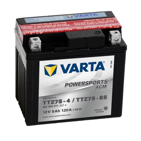Мото аккумулятор АКБ VARTA (ВАРТА) AGM 507 902 011 A514 TTZ7S-4 / TTZ7S-BS 5Ач о.п.