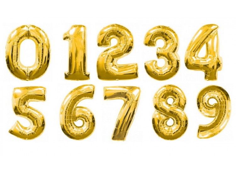 Цифры золото фольгированные шары с гелием