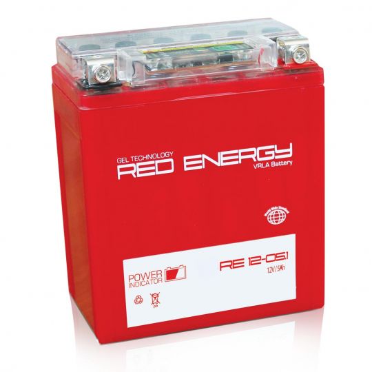 Аккумуляторная батарея АКБ RED ENERGY (РЭД ЭНЕРДЖИ) GEL 1205.1 YB5L-B, 12N5-3B 5Ач о.п.