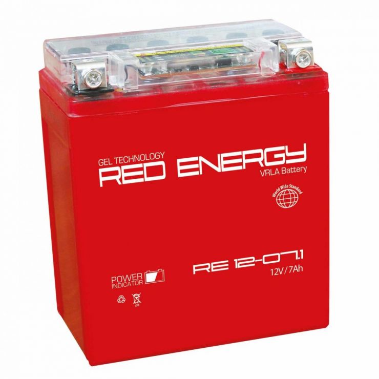 Аккумуляторная батарея АКБ RED ENERGY (РЭД ЭНЕРДЖИ) GEL 1207.1 YTX7L-BS 7Ач о.п.