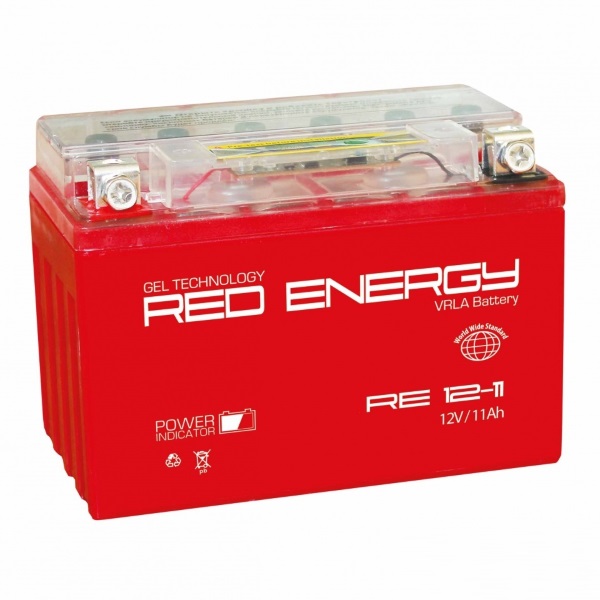 Аккумуляторная батарея АКБ RED ENERGY (РЭД ЭНЕРДЖИ) GEL 1211 YTZ12S, YTZ14S 11Ач п.п.