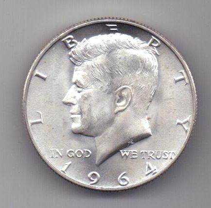 1/2 доллара 1964 г. UNC. редкий год .США