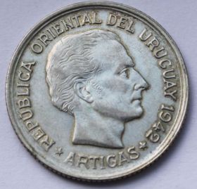 1 песо Уругвай 1942 серебро