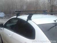 Багажник на крышу Kia Rio 3 (c 2011г, sedan / hatchback), Lux, прямоугольные стальные дуги