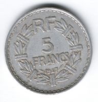 5 франков 1947 г. Франция