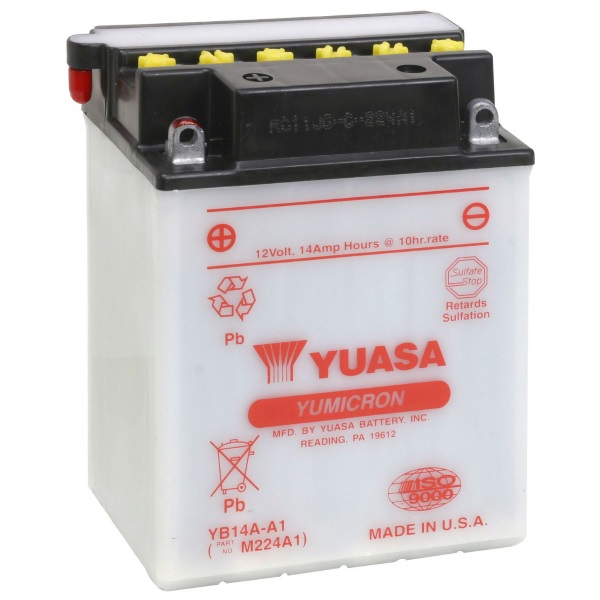 Мото аккумулятор АКБ YUASA (Юаса) YB14A-A1 14Ач п.п.
