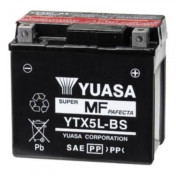 Мото аккумулятор АКБ YUASA (Юаса) YTX5L-BS 4Ач о.п.