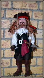 Чешская портретная кукла-марионетка Капитан Джек Воробей  -  Pirát (Чехия, Praha, Hand Made, авторы  Ивета и Павел Новотные)