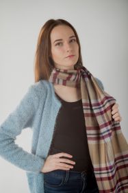 шотландский теплый плотный большой шарф  100% шерсть мериноса Инвернесс (берри) Inverness Flannel Check Berry. плотность 5