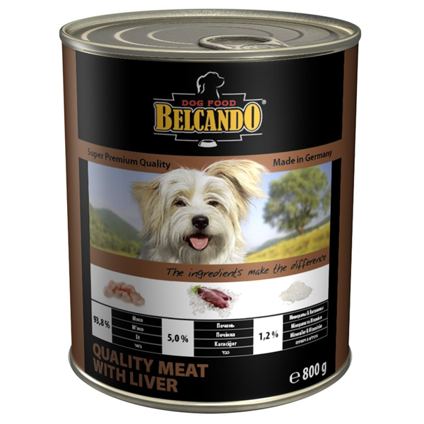Консервы BELCANDO QUALITY MEAT WITH LIVER для собак всех пород с мясом и печенью 400гр