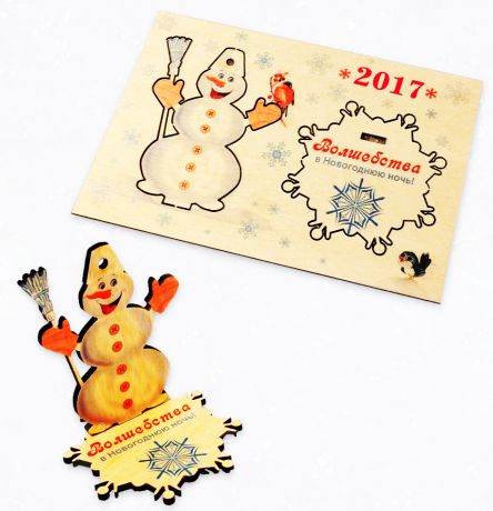 Елолчная игрушка- открытка "Весёлый снеговик"