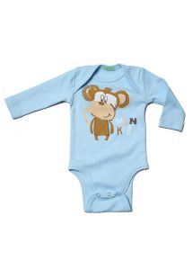Боди голубое для малыша с обезьянкой Клевер 862176