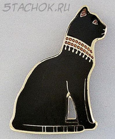 Брошь "Египедская кошка" ювелирная эмаль / под золото