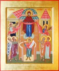 Покров Пресвятой Богородицы икона Божией Матери (рукописная)