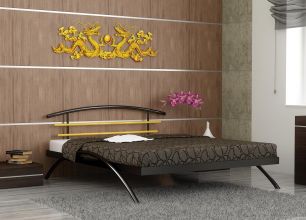 Кровать двуспальная САКУРА (160х200/металлическое основание) Коричневый бархат