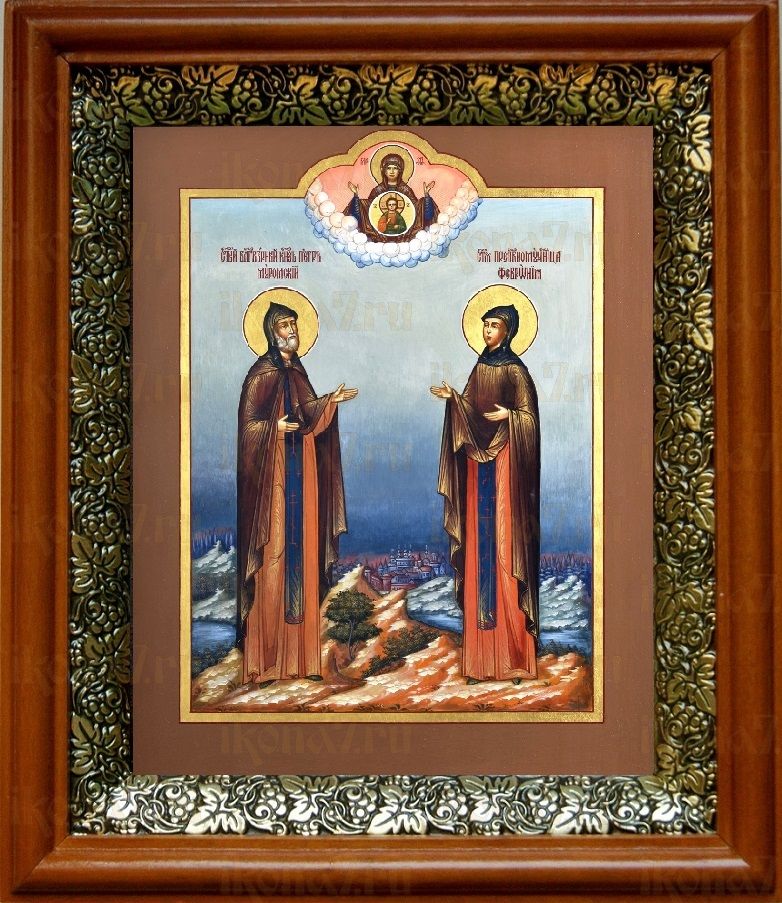 Петр И Феврония Муромские (19х22), светлый киот