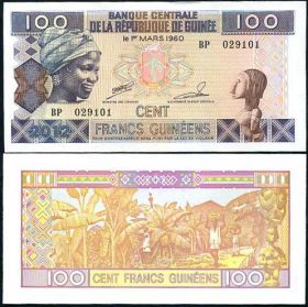 Гвинея 100 франков 2012 UNC