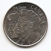 Год Ветеранов 25 центов Канада 2005