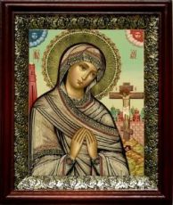 Ахтырская икона Божьей Матери (19х22), темный киот
