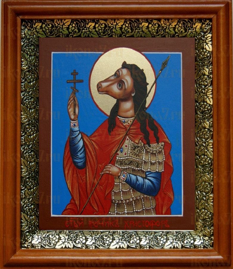 Христофор Псеглавец (19х22), светлый киот