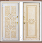 Входная металлическая дверь "Версаче" Vinorit Белый ясень с золотой патиной :