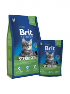 BRIT Premium Sterilised Нежная курица с куриной печенью для стерилизованных кошек и кастрированных котов (300 г)