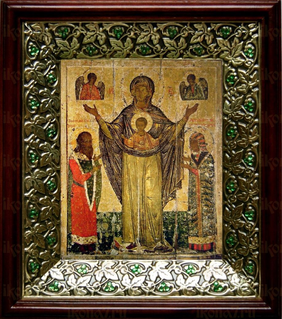 Мирожская икона Божьей Матери (21х24), киот со стразами