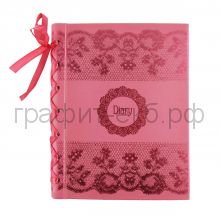 Книжка зап.Феникс+ А6+ Кружева розовые 240стр.лин. с декор.лентой 32677/20