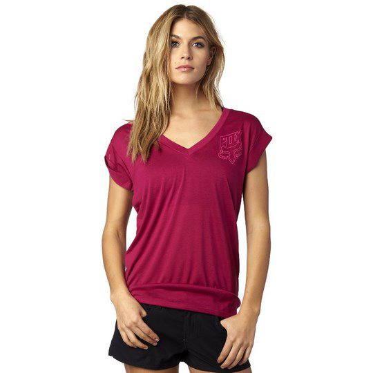 Fox Specific Roll Sleeve V-neck Burgundy футболка женская, красная