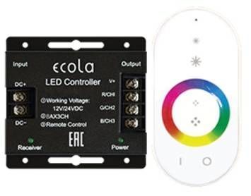Ecola Контроллер 12V 288W 24A RGB с кольцевым сенсорным белым радиопультом RFC24WESB
