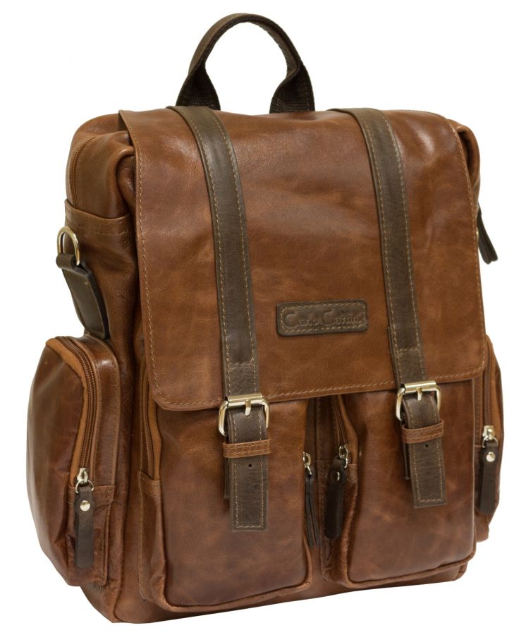 Кожаный рюкзак-сумка Carlo Gattini Fiorentino cognac/brown 3003-08