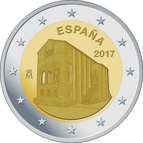 Церковь Санта-Мария-дель-Наранко в Овьедо 2 евро Испания 2017