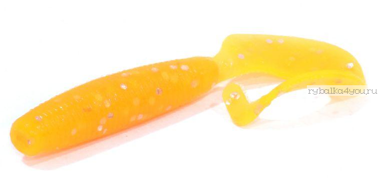 Твистеры Aiko Curly Tail F 2" 50 мм / 1,2 гр / запах рыбы / цвет - 014-Crazy Orange (упаковка 10 шт)