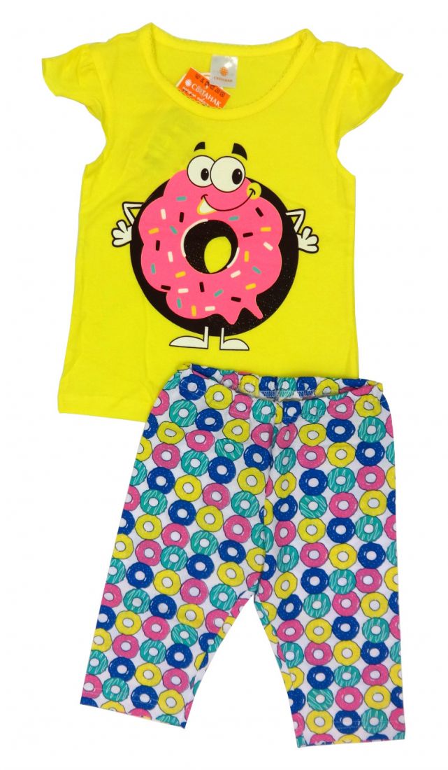 Пижама для девочки Пончики жёлтая