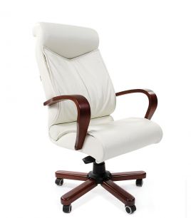 Кресло CHAIRMAN 420 WD/white для руководителя, кожа, цвет белый
